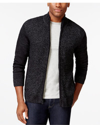 Alfani Black Marled Full Zip Sweater Only At Macys