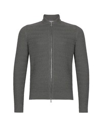 John Smedley Blur Cable Zip Sweater In Cobble Grey At Nordstrom