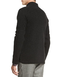 Kiton Full Zip Cashmere Sweater Charcoal