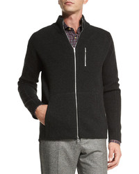 Kiton Full Zip Cashmere Sweater Charcoal