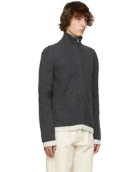 Maison Margiela Grey Alpaca Knit Zip Up Sweater