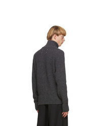Maison Margiela Grey Gauge Half Cardigan Zip Up Sweater