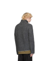 Maison Margiela Grey Wool 5 Gauge Zip Up Sweater