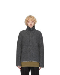 Maison Margiela Grey Wool 5 Gauge Zip Up Sweater