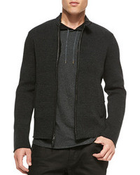 Star Usa Two Way Zip Moto Sweater Charcoal