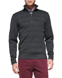 Brioni Textured 12 Zip Sweater Gray
