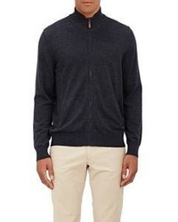 Piattelli Thermal Yoke Zip Up Sweater Black Size Large