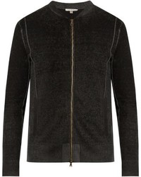 John Varvatos Zip Through Silk And Cashmere Blend Sweater