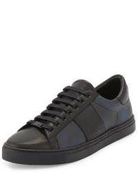 Check Leather Low Top Sneakers
