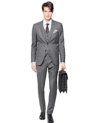 Check Wool Three Piece Suit
