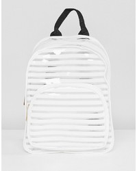 Yoki Fashion White Striped Plastic Backpack