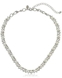 1928 Jewelry Silver Tone Clear Crystal Heart Link Bracelet 16 3 Extender