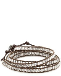 Chan Luu Clear Quartz Leather Wrap Bracelet