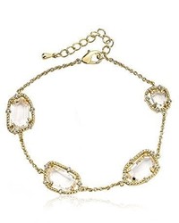 Riccova Sliced Glass 14k Gold Plated Bracelet With Cubic Zirconia Around Clear Sliced Glass
