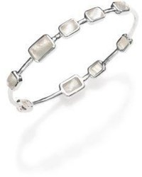 Ippolita Rock Candy Mother Of Pearl Clear Quartz Sterling Silver Rectangle Doublet Station Bangle Brac