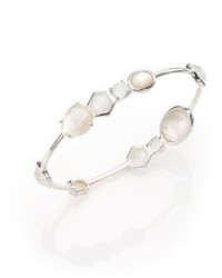 Ippolita Rock Candy White Moonstone Clear Quartz Mother Of Pearl Sterling Silver Bangle Bracelet