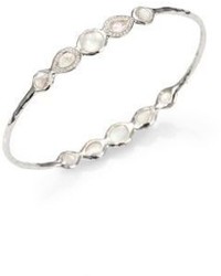 Ippolita Stella Mother Of Pearl Clear Quartz Diamond Sterling Silver Double Tiara Bangle Bracelet