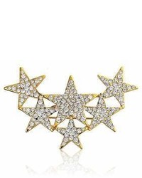 Bling Jewelry Clear Crystal Holiday Stars Scarf Pin Brooch Gold Plated