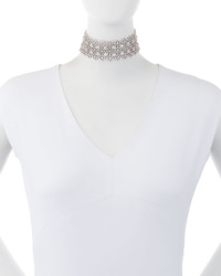 Fallon Monarch Chantilly Leather Xl Choker Necklace With Crystals