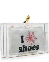 Charlotte Olympia Clear Pandora Loves Shoes Clutch Box Wshoe Clasp
