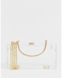 ASOS DESIGN Clear Plastic Clutch With Metal Handle