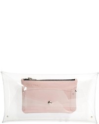 Klear Klutch Large Transparent Clutch Bag With Pink Leather Pouch Clear