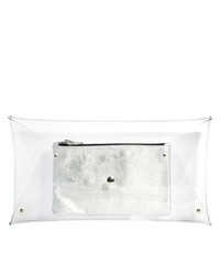 Klear Klutch Large Transparent Clutch Bag With Silver Leather Pouch