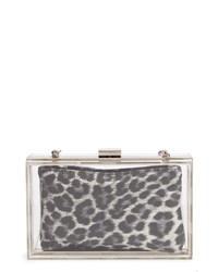 Mali + Lili Shay Lucite Minaudiere With Leopard Print Vegan Leather Pouch