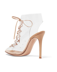 Gianvito Rossi Helmut Plexi 100 Lace Up Pvc And Leather Ankle Boots