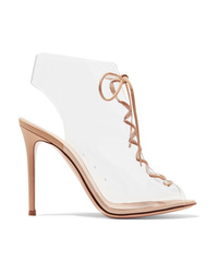 Gianvito Rossi Helmut Plexi 100 Lace Up Pvc And Leather Ankle Boots
