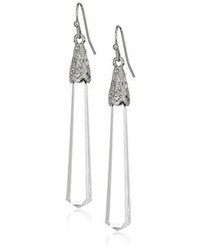 1928 Jewelry Silver Tone Clear Linear Drop Earrings