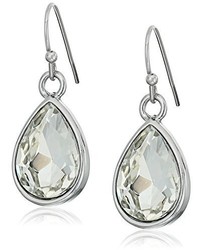 1928 Jewelry Silver Tone Crystal Teardrop Earrings