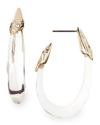 Alexis Bittar Medium Clear Lucite Hoop Earrings With Crystals