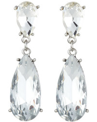 Kenneth Jay Lane Clear Teardrop Crystal Double Drop Earrings
