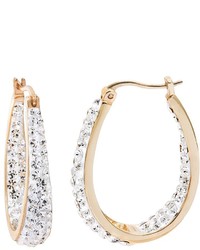 Crystal Radiance 18k Gold Plated Inside Out U Hoop Earrings