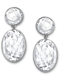 Swarovski Earrings Palladium Plated Clear Crystal Oval Drop Earrings