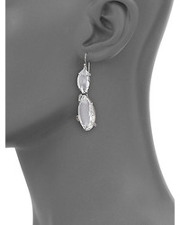 Alexis Bittar Fine Silver Ice Marquis Clear Quartz Grey Diamond Sterling Silver Drop Earrings