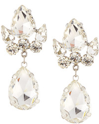 Fragments for Neiman Marcus Fragts Silvertone Teardrop Crystal Double Drop Earrings Clear