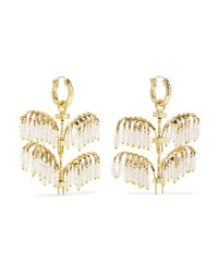Ellery Genealogy Mini Palm Gold Tone Crystal Earrings