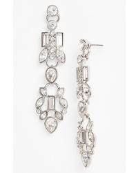Givenchy Crystal Cluster Linear Earrings Clear Silver