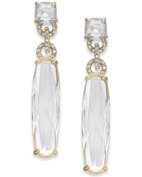 ABS by Allen Schwartz Gold Tone Crystal Long Stone Drop Earrings