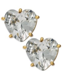 Juicy Couture Gold Tone Crystal Heart Stud Earrings