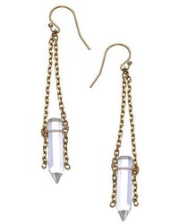 Liz Larios Clear Quartz Prism Chain Drop Earrings