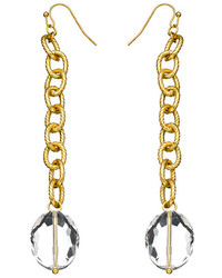 Blu Bijoux Long Chain Link Clear Crystal Drop Earrings