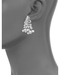 Fallon Monarch Juniper Cluster Crystal Faux Pearl Earrings