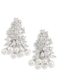 Fallon Monarch Juniper Cluster Crystal Faux Pearl Earrings