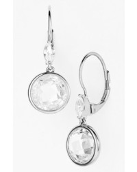 Nadri Bezel Set Drop Earrings Silver Clear