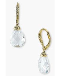 Nadri Faceted Crystal Drop Earrings Gold Clear Crystal