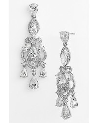Nadri Legacy Crystal Chandelier Earrings Silver Clear