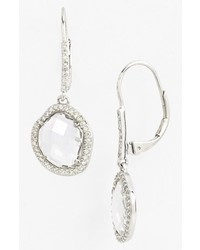 Nadri Pave Drop Earrings Silver Rock Crystal